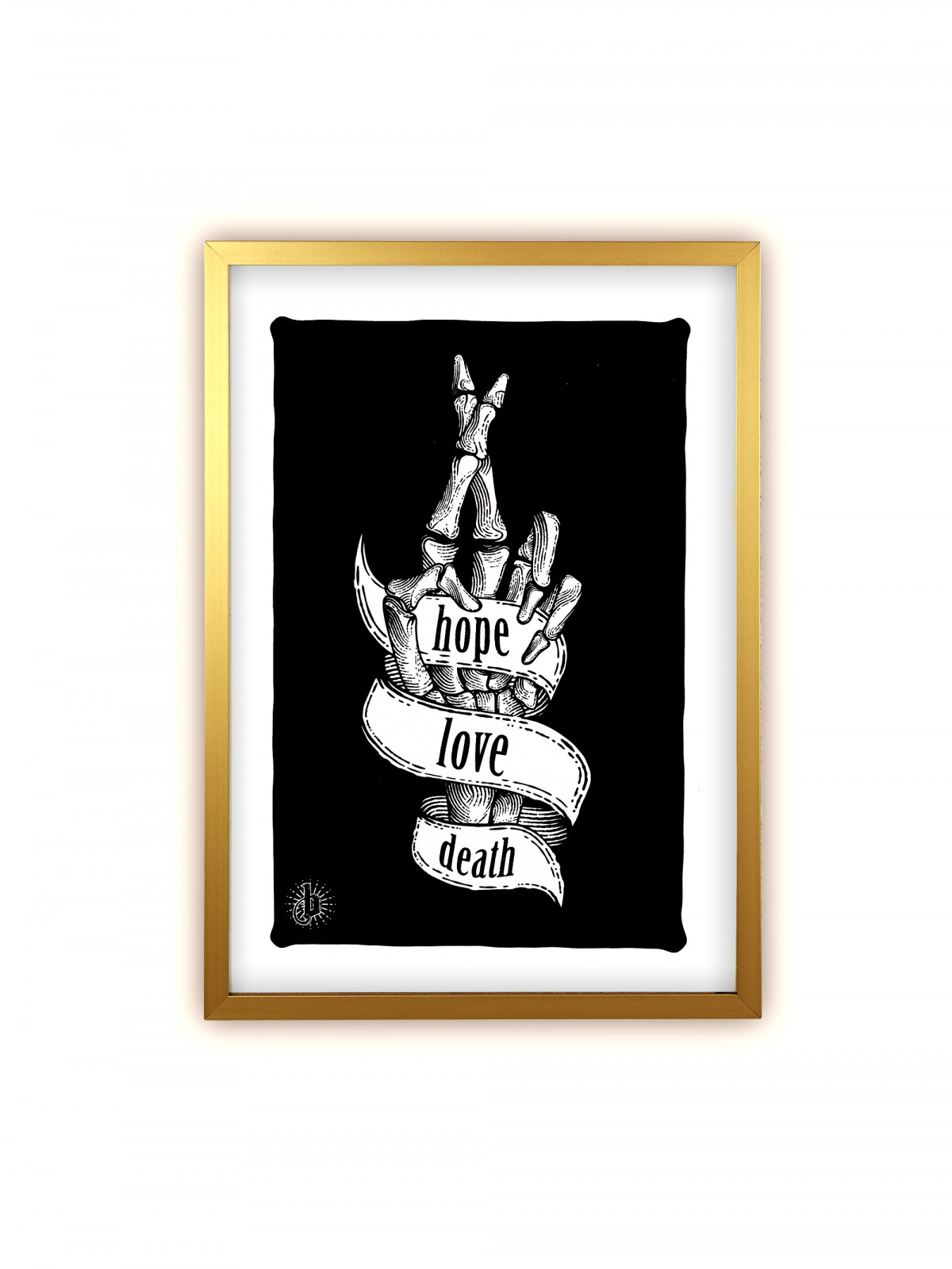 Art print of our own design 'Hope Love Death' by swiss streetwear brand bastonnade clothing.