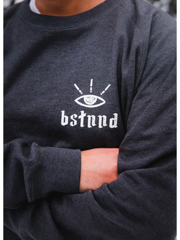 Details of the 'Jacob's Ladder' crew sweater (recycled fabrics) for men and women by swiss streetwear brand bastonnade clothing.