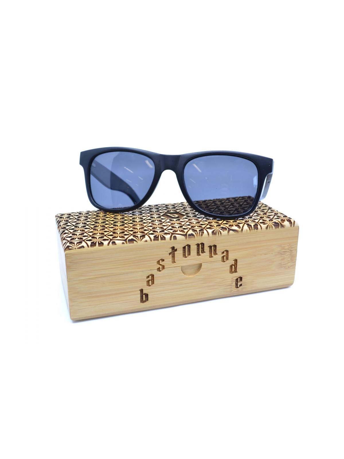 Wooden sunglasses and its box for men and women by swiss streetwear brand bastonnade clothing.