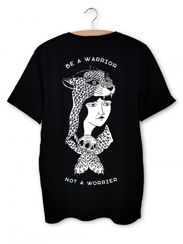 Back of the 'Warrior' tee for men and women by swiss streetwear brand bastonnade clothing.