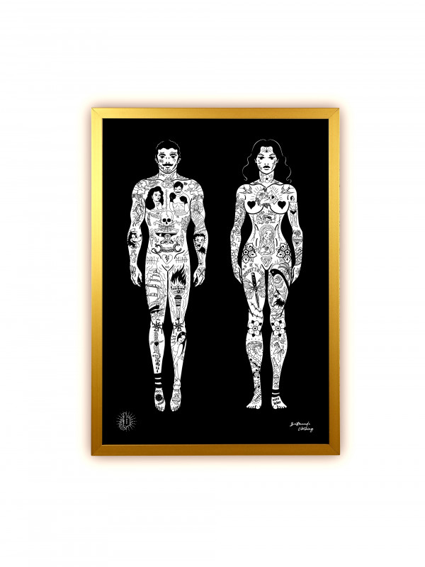 Art print of our own design 'Ink Lovers' by swiss streetwear brand bastonnade clothing.
