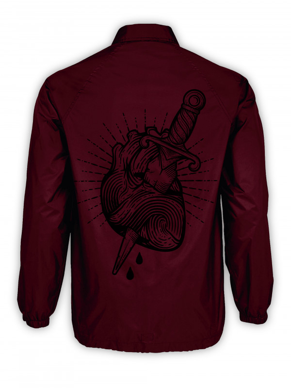 Back of the 'Dead Heart' coach jacket for men and women by swiss streetwear brand bastonnade clothing.